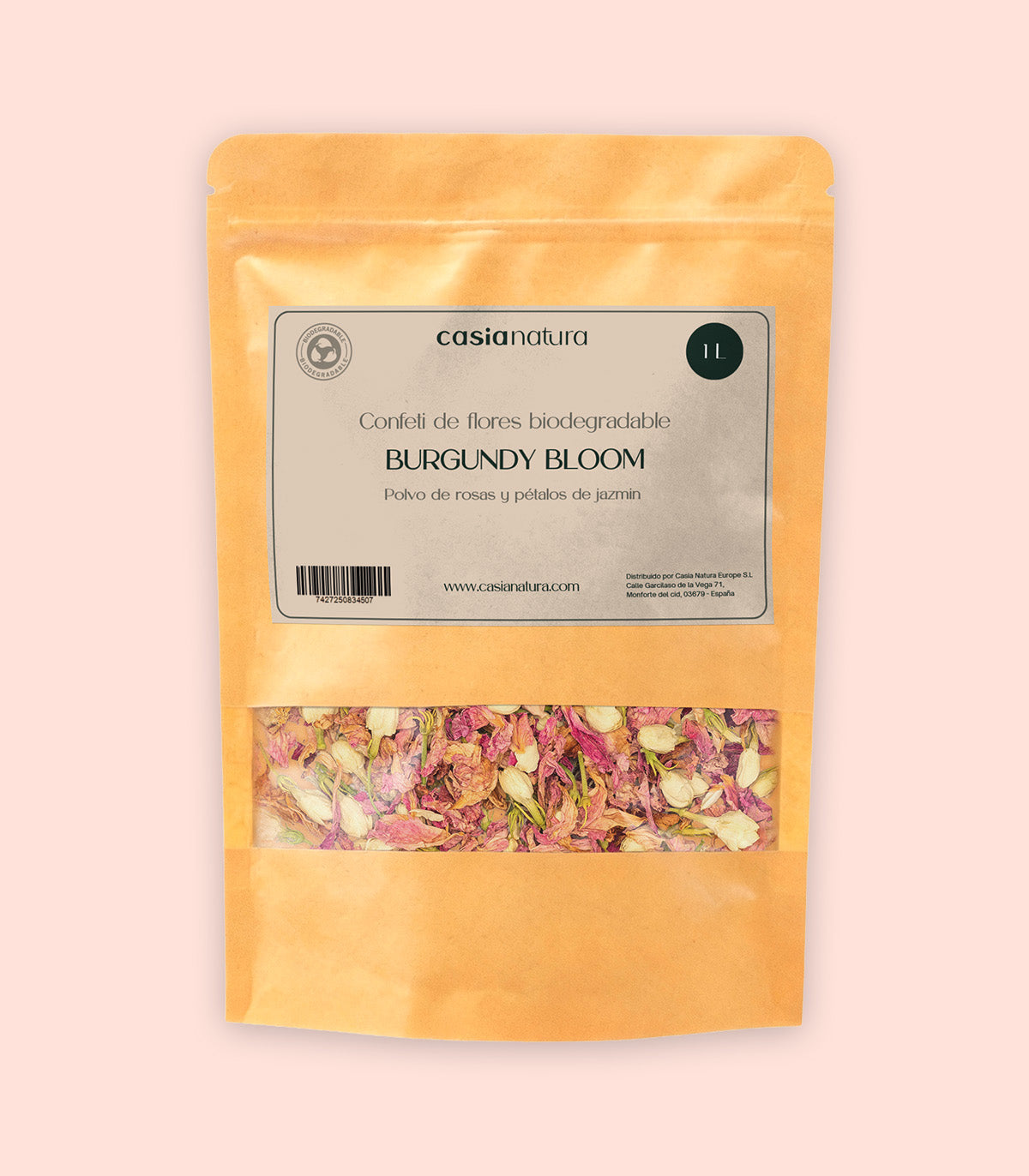 Burgundy Bloom – Confeti biodegradable de rosa vibrante