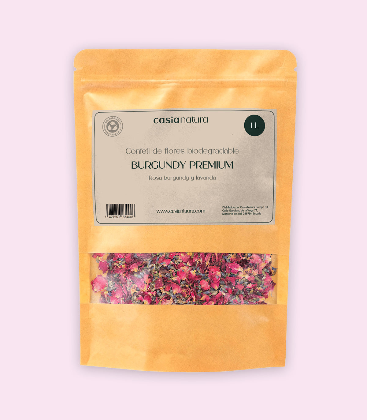 Burgundy Premium – Confeti biodegradable de rosa y lavanda