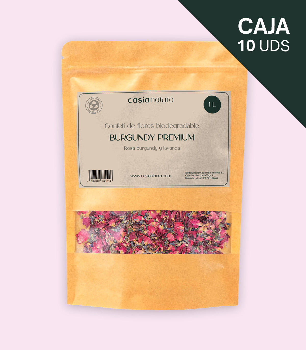 Burgundy Premium – Confeti biodegradable de rosa y lavanda