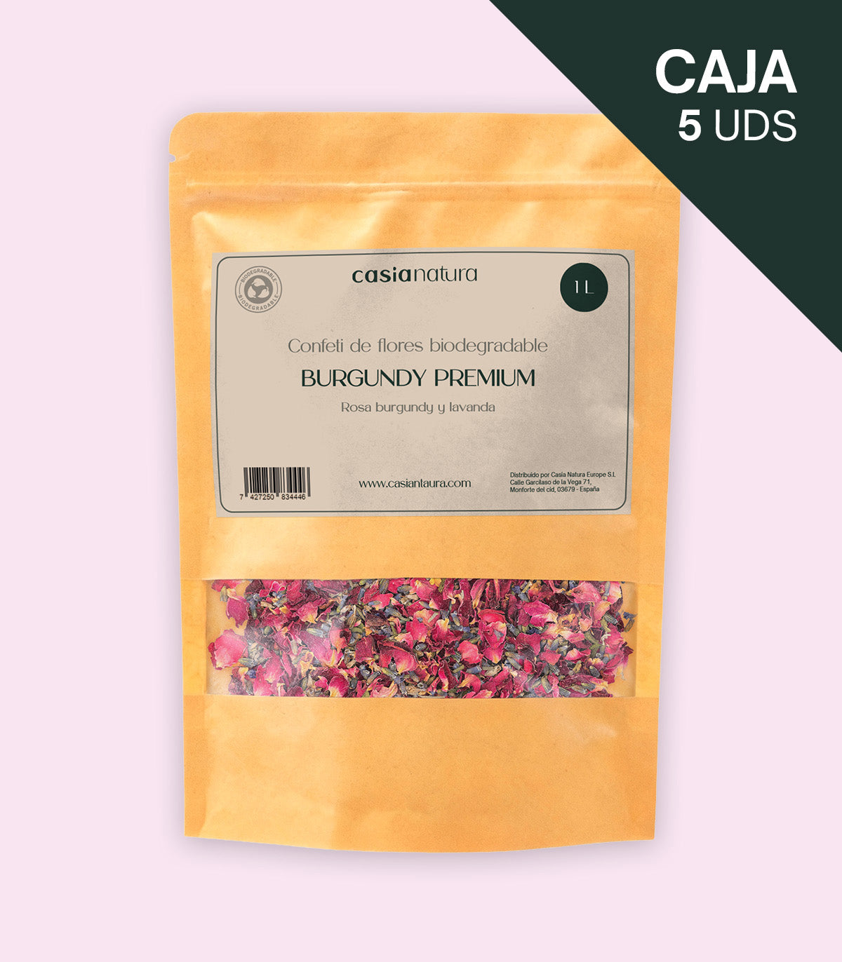 Burgundy Premium – Confeti biodegradable de rosa y lavanda